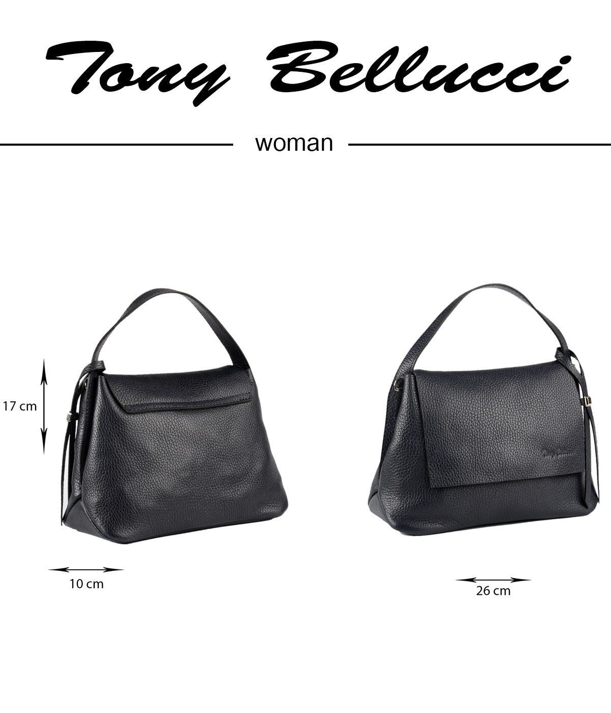 Tony Bellucci 059 Siyah Hakiki Deri Bayan Omuz antas - 3