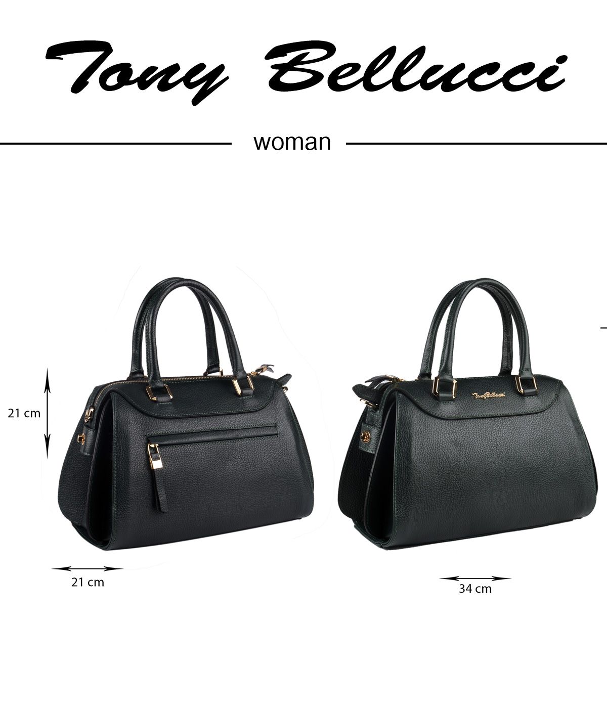 Tony Bellucci 078 Siyah Hakiki Deri Bayan apraz anta - 4