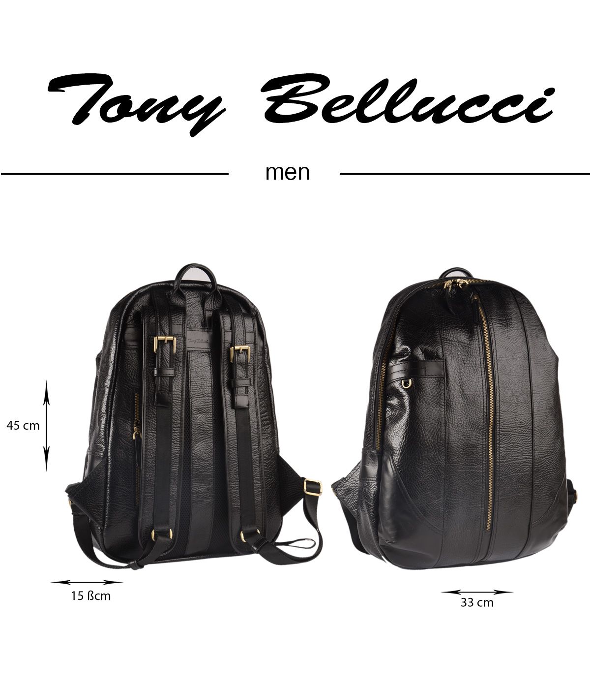 Tony Bellucci 5025-893 Hakiki Deri Siyah Erkek Srt antas - 3