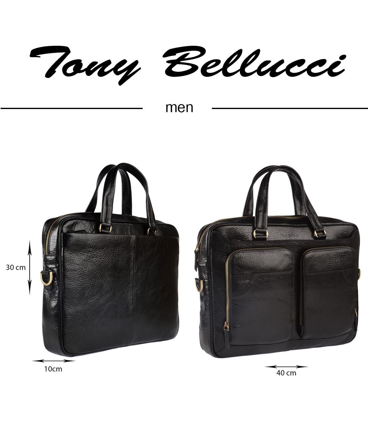 Tony Bellucci 5048-893 Hakiki Deri Siyah Erkek Evrak antas - 3