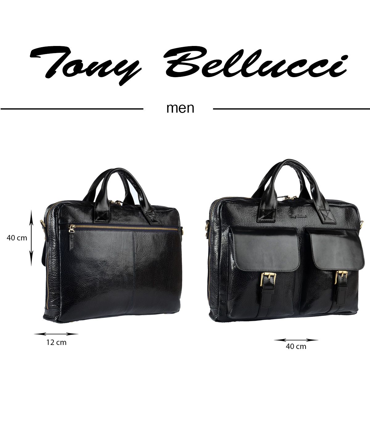Tony Bellucci 5026-893 Hakiki Deri Siyah Erkek Evrak antas - 3
