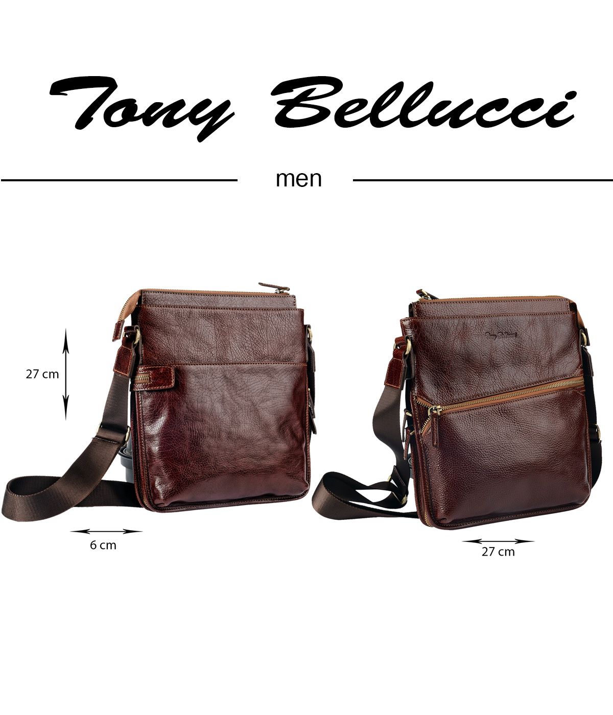 Tony Bellucci 5029-896 Hakiki Deri Taba Erkek Omuz antas - 3
