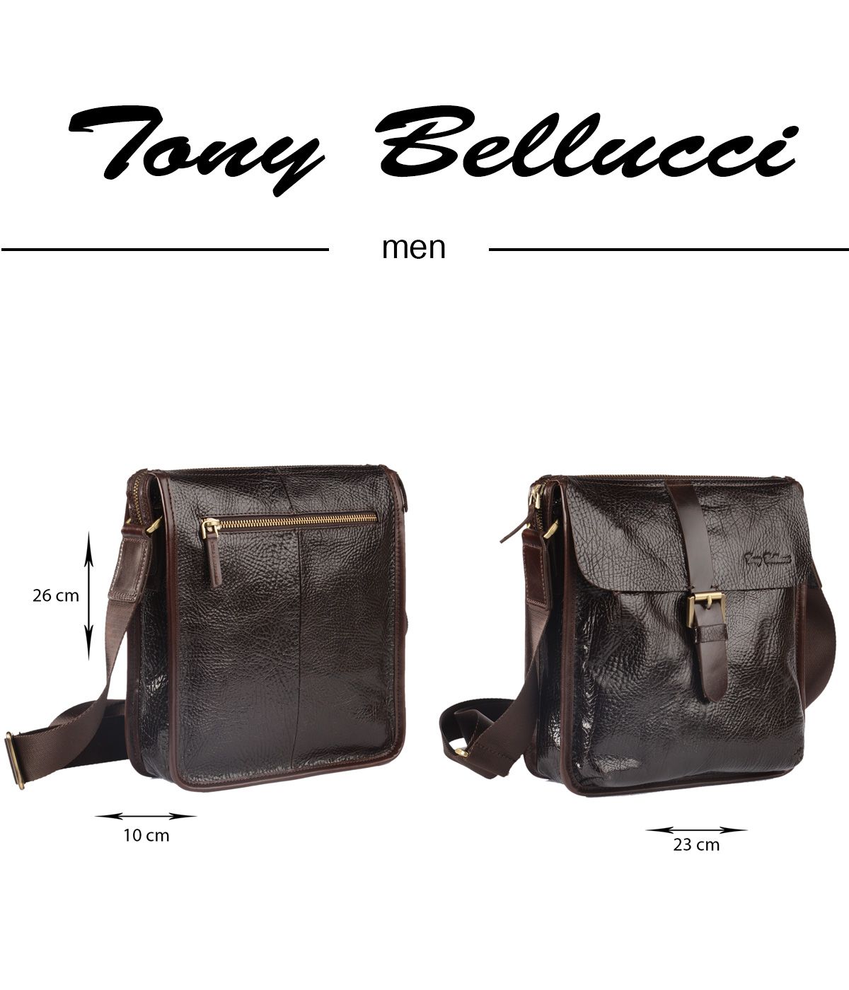 Tony Bellucci 5039-886 Hakiki Deri Kahve Erkek Omuz antas - 3